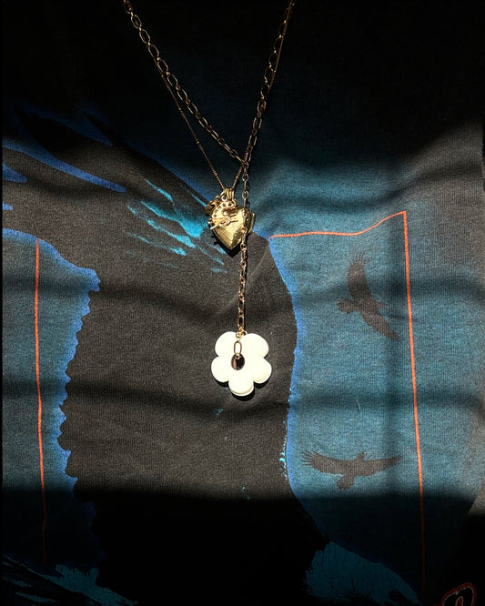 14k gold filled necklace with a glass flower pendant