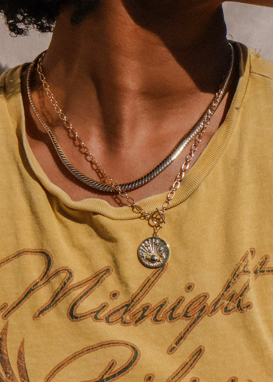 An 18k gold filled snake chain necklace