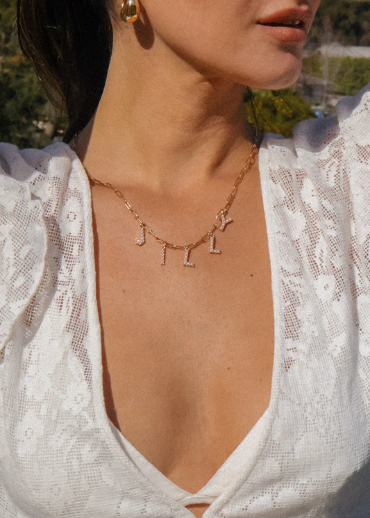 Custom initial/ name necklace with a 14k gold filled chain