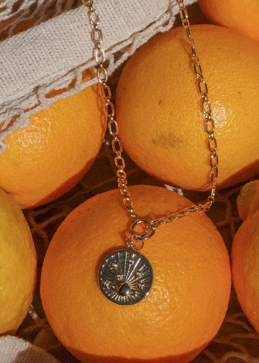 14k gold filled necklace with a coin pendant