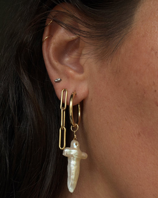 Pearl Cross Hoops